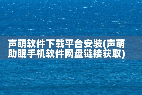声萌软件下载平台安装